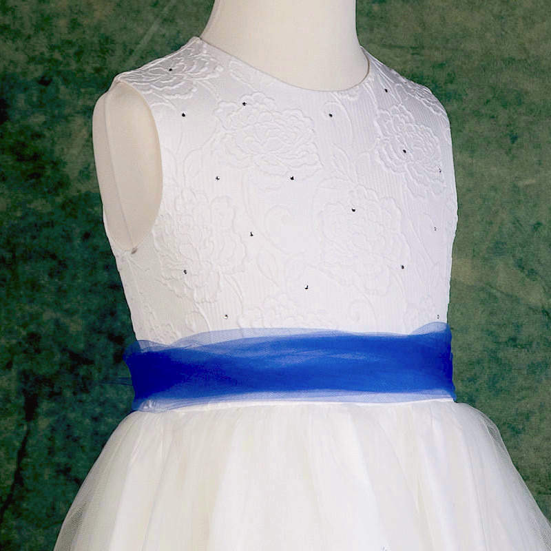 ivory and royal blue flower girl dress